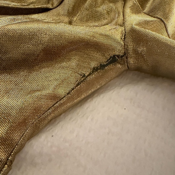 YSL, Saint Laurent 2014 Runway Gold Lamé Long Sleeves Mini Dress - Picture 5 of 7